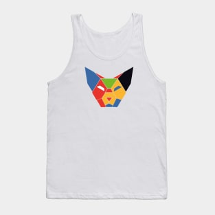 Geometric Abstract Cat Colorful and Retro Design Colorful Abstract Cat Elegance Tank Top